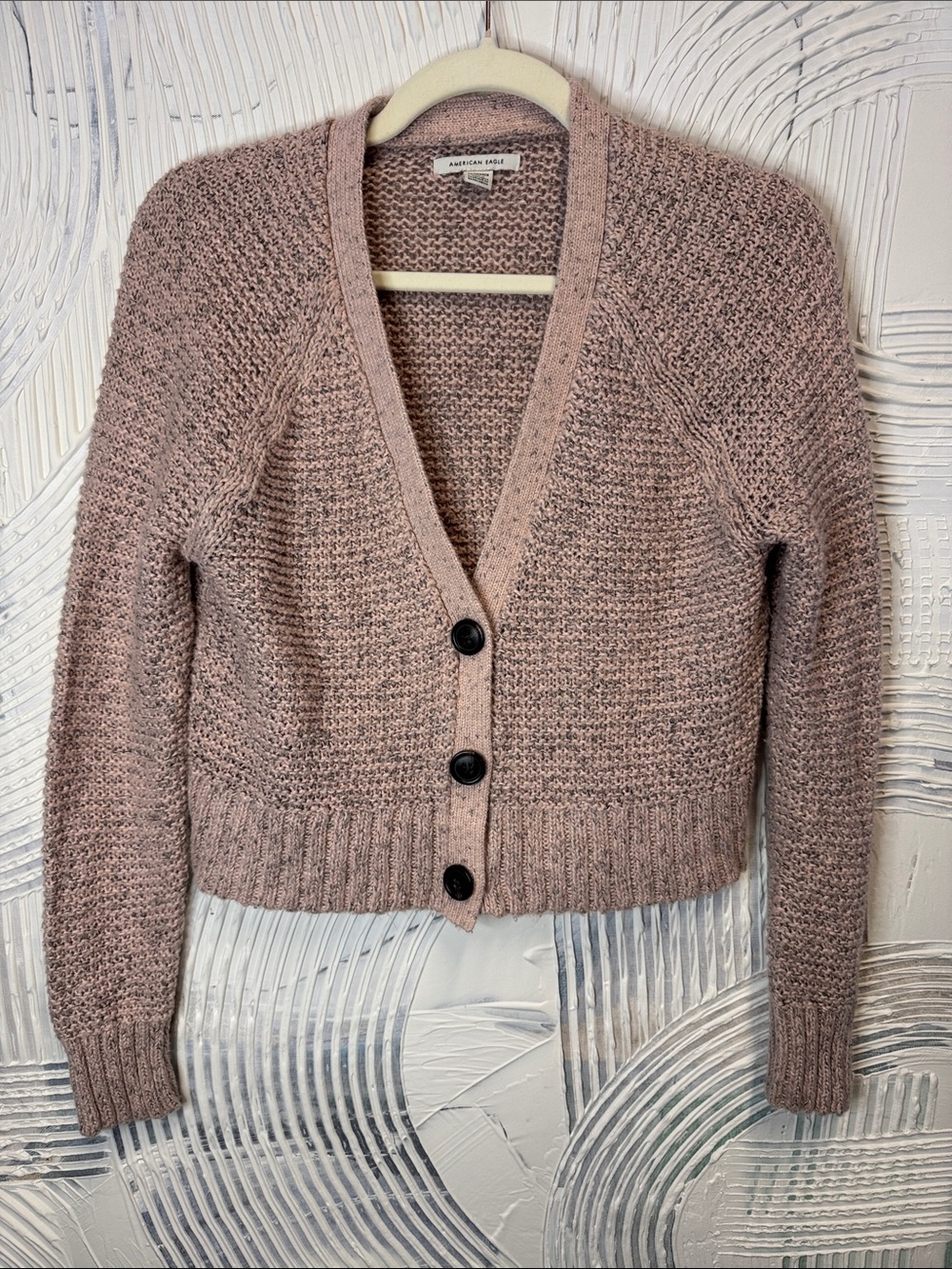 American Eagle Outfitters Mauve Knit Button-Up Cardigan N0706